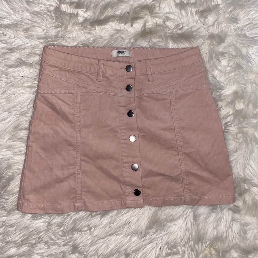 Short light pink corduroy skirt